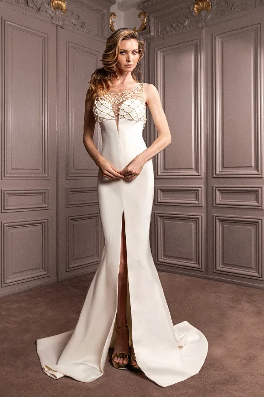 Mermaid gown with beaded top