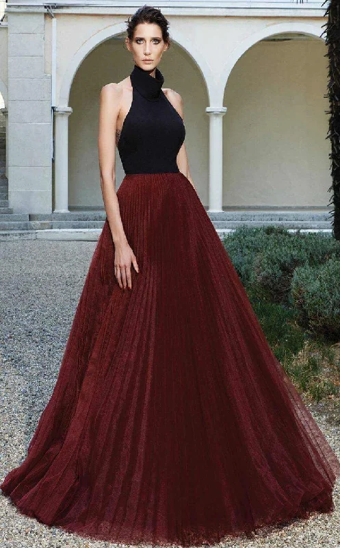 MNM Couture - Shirred Halter Neck Ballgown N0124