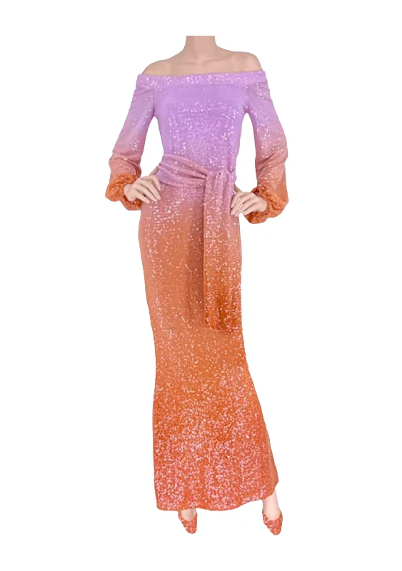 Orchid/Copper Ombre Liquid Sequin Dress LSD4OM