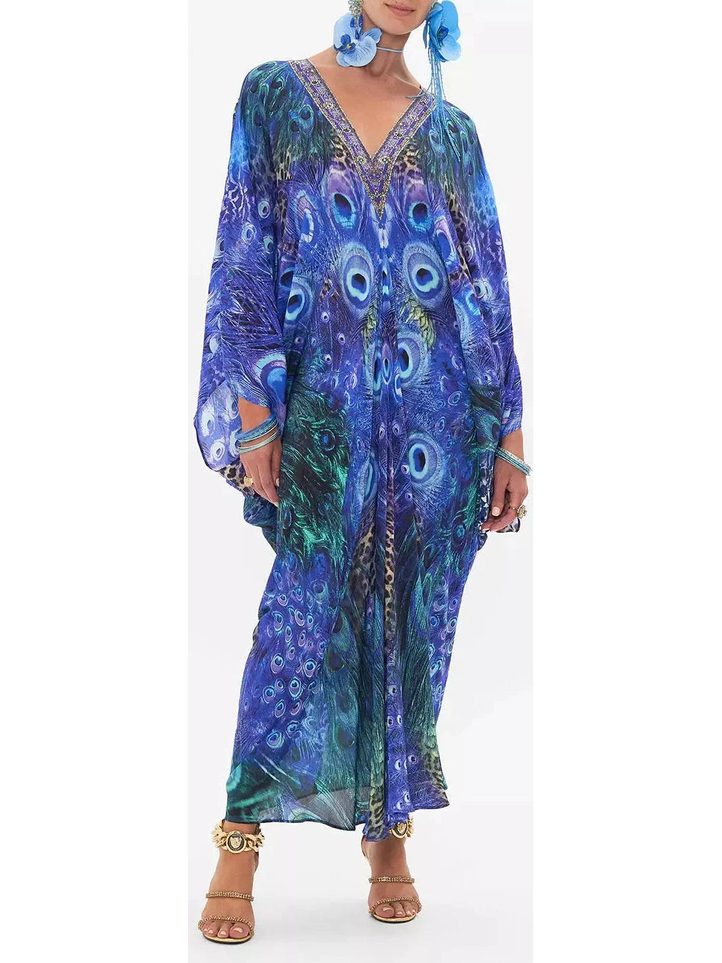 Peacock Rock T Shape Long Kaftan Dress