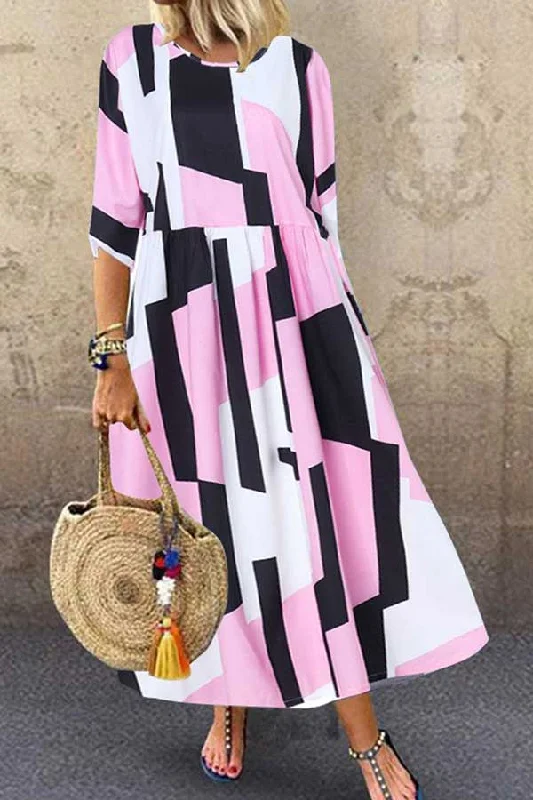 Pink Scoop Printed Vacation Dress