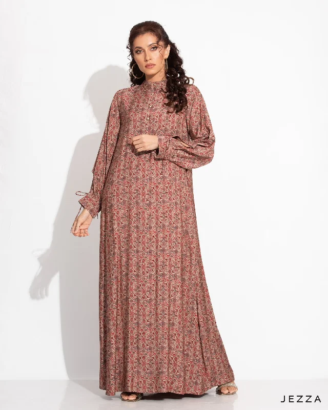 Printed Polyester A Line Dress 57151