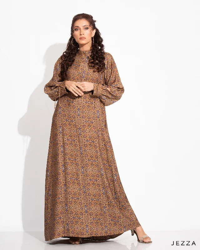 Printed Polyester A Line Dress 57152