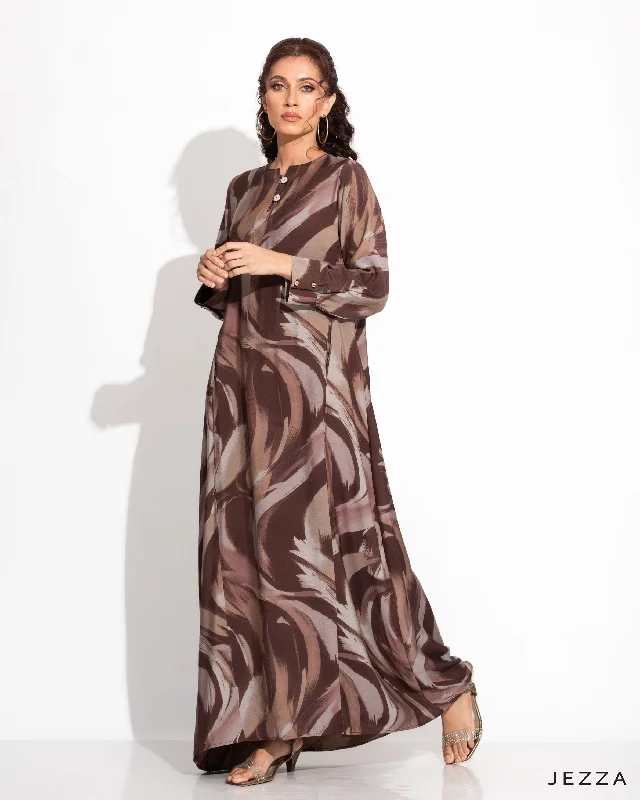 Printed Polyester A Line Dress 58972