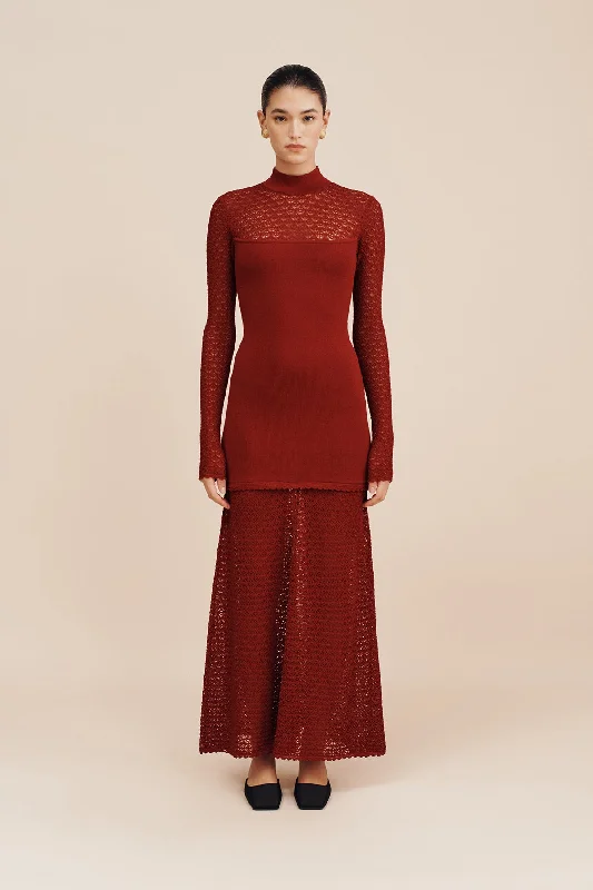 ROMY HIGH NECK DRESS - CHILLI