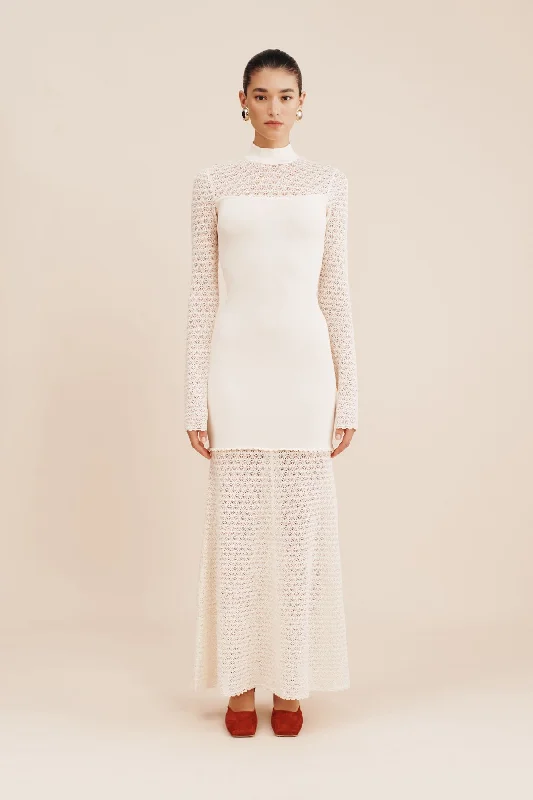 ROMY HIGH NECK DRESS - CREAM