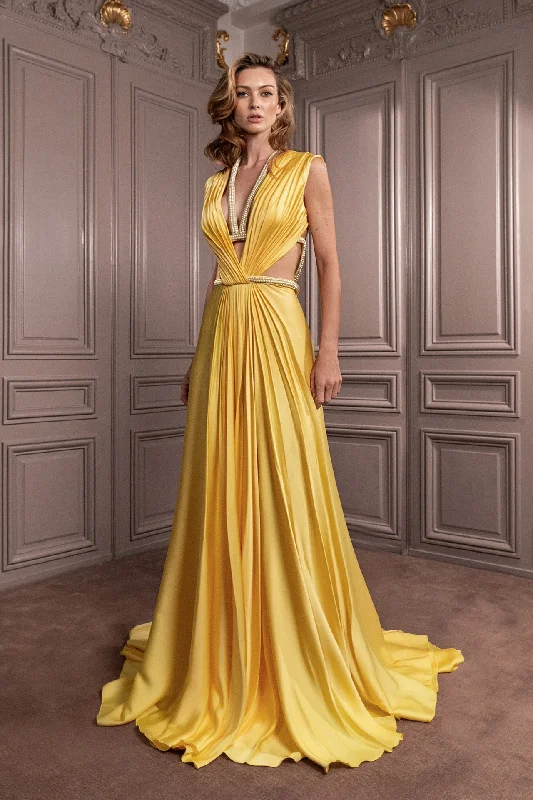 Satin dress with pearl beading