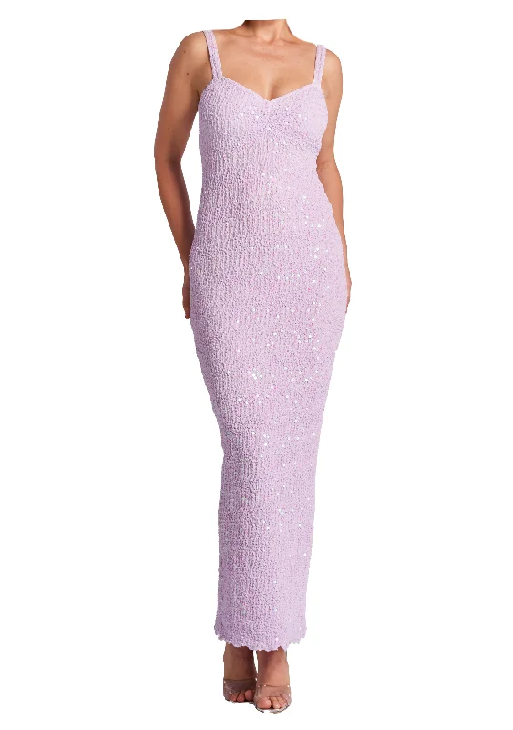 Silk Pucker with Sequin Dress D153SB in Cassis