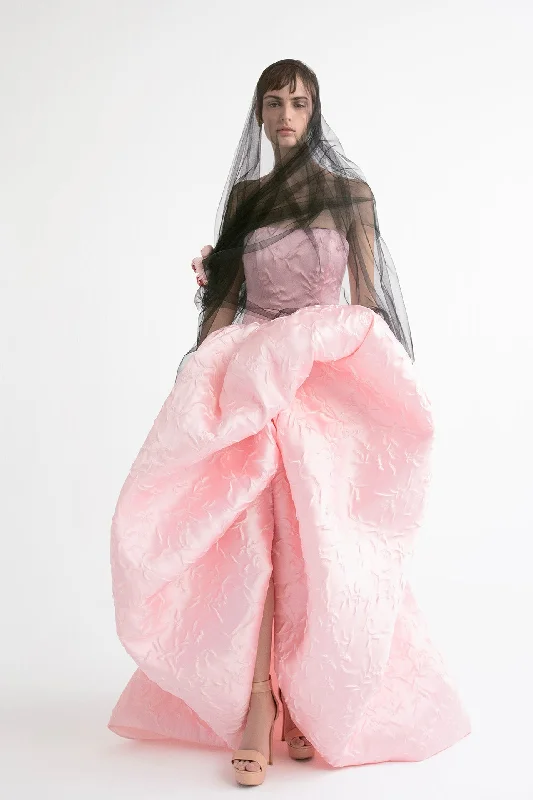 Strapless brocade ball gown