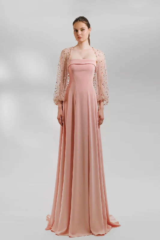 Strapless dress with beaded bolero