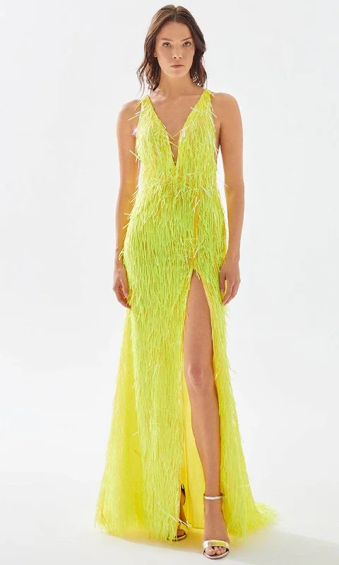 Tarik Ediz 52086 - Fringed Sheath Prom Dress