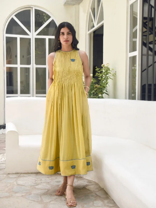 Oyster Yellow Modal Silk Long Dreamy Dress