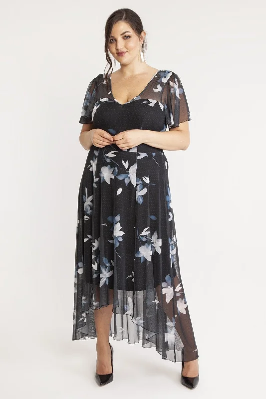 Tilly Print Angel Sleeve Sweetheart Dress