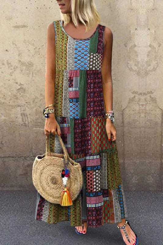 Vacation Geometric Tank Dress